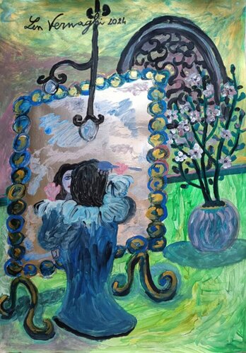 DONNA ALLO SPECCHIO by Len Vernaghi, Work on Paper for Sale on Singulart