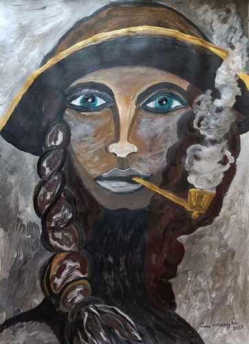 RAGAZZA CON PIPA by Len Vernaghi, 종이 for Sale on Singulart