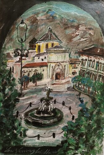 PIAZZA GRANDE SULMONA von Len Vernaghi, Malerei kaufen auf Singulart