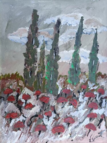 CIPRESSI TOSCANI de Len Vernaghi, Obra en papel a la venta en Singulart