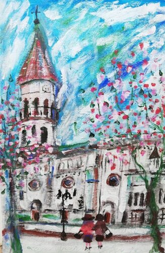 Paesaggio: diocesi di Pescara (Cattedrale San Cetteo) van Len Vernaghi, Schilderij te koop op Singulart