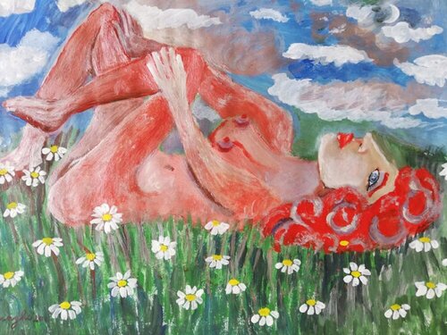 Nudo rosso sul prato van Len Vernaghi, Werk op papier te koop op Singulart