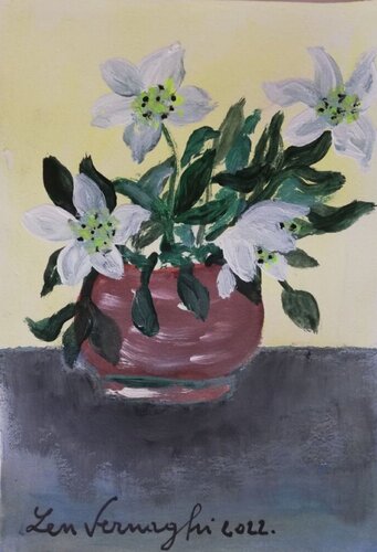 VASO DI FIORI: ROSA DI NATALE von Len Vernaghi, Werk auf Papier kaufen auf Singulart