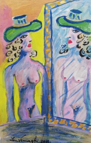 NUDO ALLO SPECCHIO par Len Vernaghi, Œuvre sur papier en vente sur Singulart