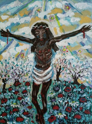 IL CRISTO NERO van Len Vernaghi, Schilderij te koop op Singulart
