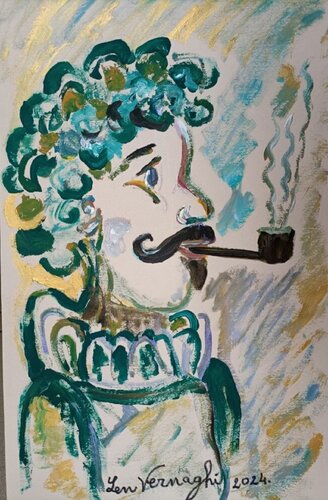 FUMANDO LA PIPA by Len Vernaghi, Work on Paper for Sale on Singulart