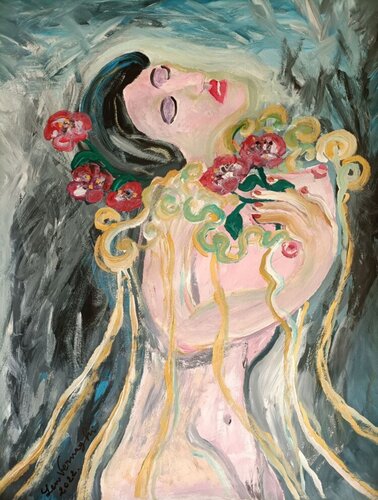 LA DONNA DELLE CAMELIE di Len Vernaghi, Opera su carta in vendita su Singulart