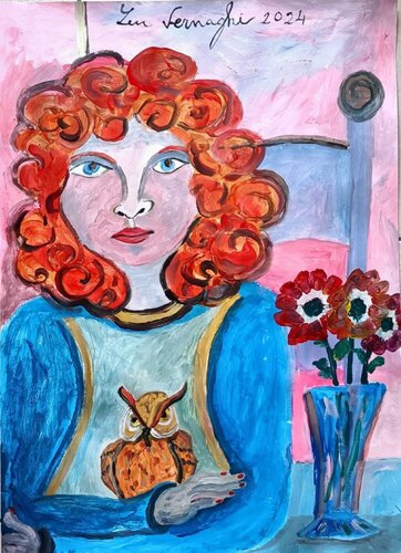 RAGAZZA CON PICCOLO GUFO by Len Vernaghi, Work on Paper for Sale on Singulart
