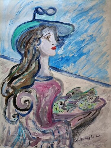 STUDIO: LA PESCIAIOLA by Len Vernaghi, Work on Paper for Sale on Singulart