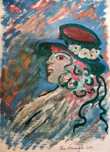 DONNA CON CAPPELLO DI ROSE di Len Vernaghi, Opera su carta in vendita su Singulart