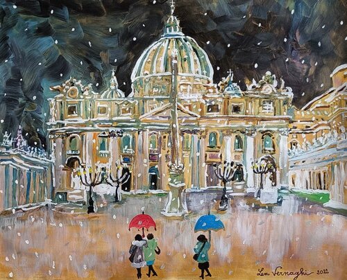 Notte in Basilica di San Pietro a Roma von Len Vernaghi, Werk auf Papier kaufen auf Singulart