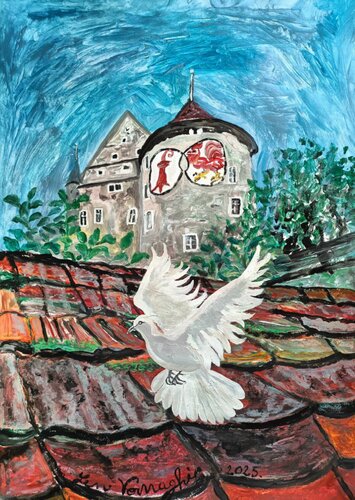 Détail du château de Porrentruy by Len Vernaghi, Painting for Sale on Singulart