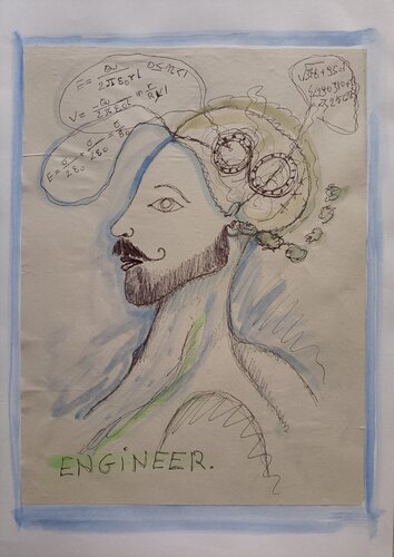 Studio: Engineer by Len Vernaghi, Work on Paper for Sale on Singulart