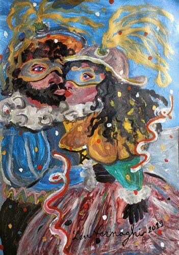 Bacio in maschera by Len Vernaghi, Work on Paper for Sale on Singulart