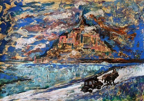 Le Mont-Saint-Michel France di Len Vernaghi, Opera su carta in vendita su Singulart