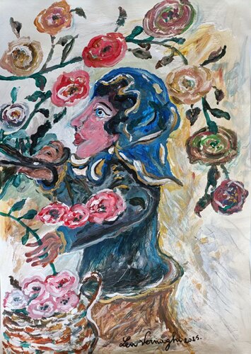 La raccoglitrice di rose von Len Vernaghi, Werk auf Papier kaufen auf Singulart