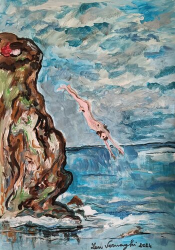 Il tuffo dalla scogliera van Len Vernaghi, Werk op papier te koop op Singulart