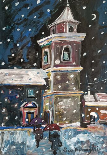 Notte di Natale a Campomarino de Len Vernaghi, Obra en papel a la venta en Singulart