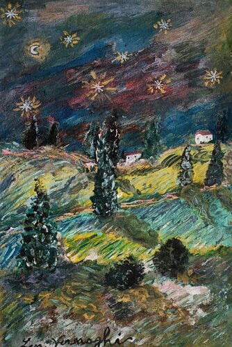 Campagna all'imbrunire par Len Vernaghi, Œuvre sur papier en vente sur Singulart