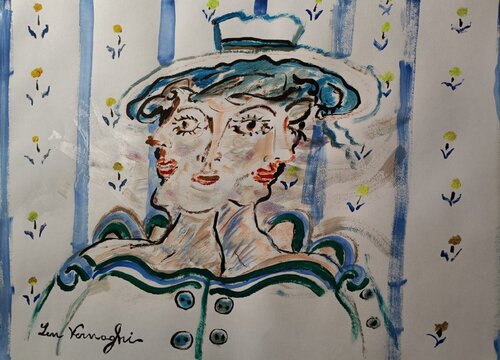 Movimento di un volto. Studio n°2 van Len Vernaghi, Werk op papier te koop op Singulart