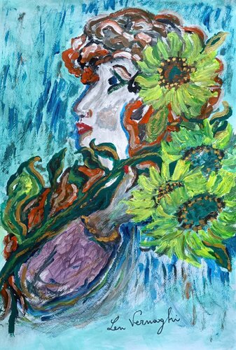 La dama dei girasoli by Len Vernaghi, Work on Paper for Sale on Singulart