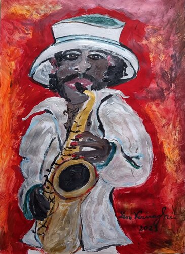 Il sassofonista di Len Vernaghi, Opera su carta in vendita su Singulart