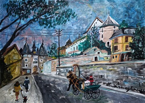 Passeggiata a Porrentruy (Svizzera) de Len Vernaghi, Obra en papel a la venta en Singulart