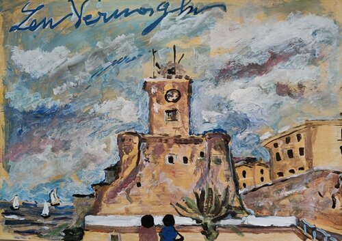 Guardando il Castello di Termoli (CB) by Len Vernaghi, Work on Paper for Sale on Singulart