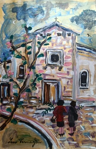 Domenica delle Palme a Celenza sul Trigno de Len Vernaghi, Obra en papel a la venta en Singulart