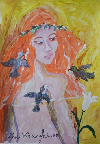 La principessa degli uccelli par Len Vernaghi, Œuvre sur papier en vente sur Singulart