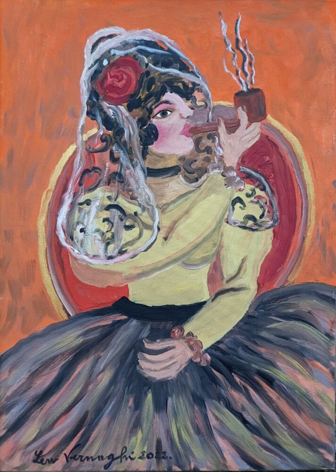 BALLERINA SPAGNOLA IN PAUSA Len Vernaghi Originalgemälde zu verkaufen