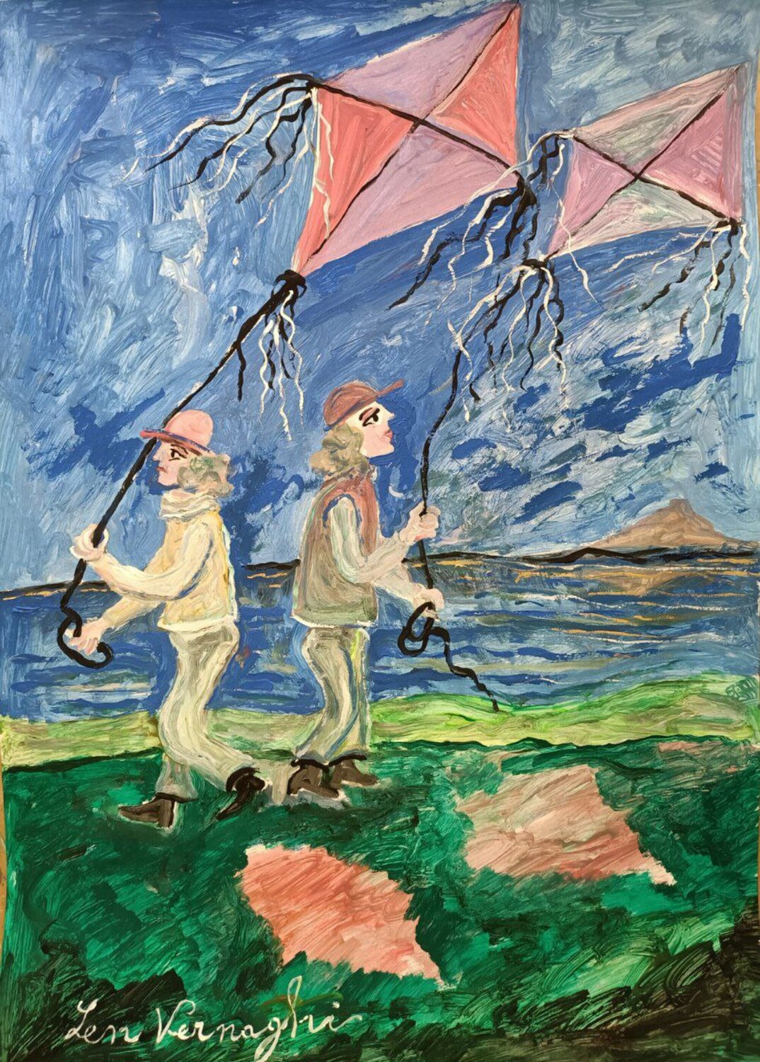 Ragazzi con aquiloni Len Vernaghi