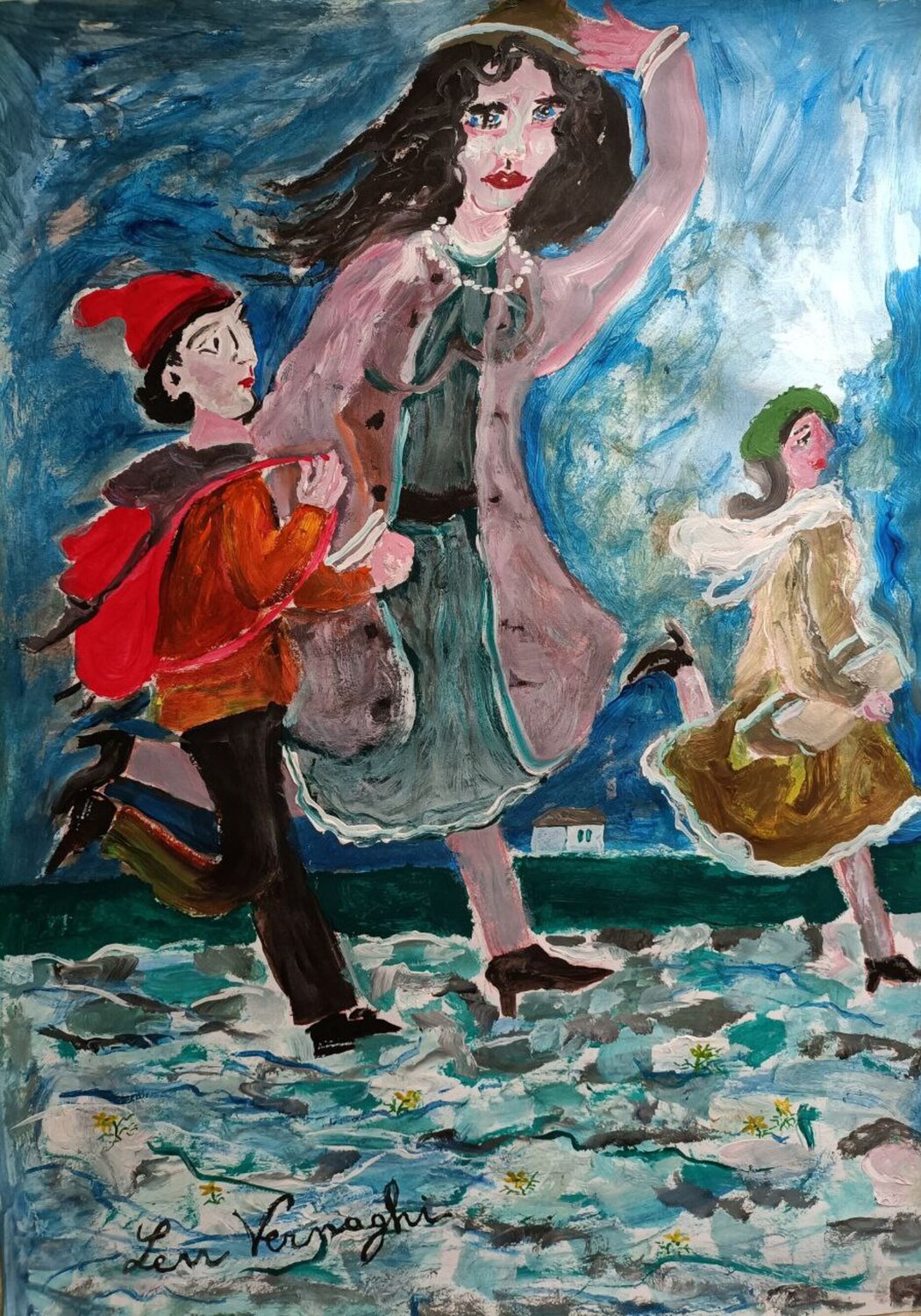 Corsa verso la scuola per non far tardi Len Vernaghi Werk auf Papier zu verkaufen