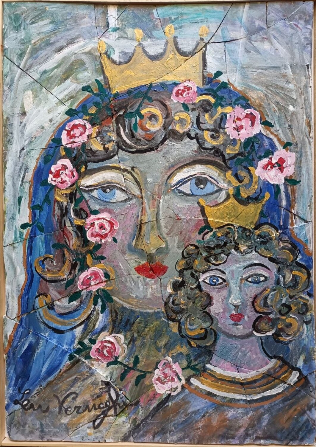 Madonna con Bambinello Len Vernaghi Peinture originale à vendre