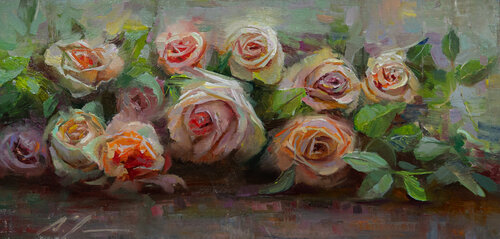 The delicate elegance of roses by Alexander Jero, 絵画 for Sale on Singulart