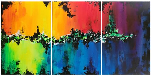 Farbexplosion in 3 Teilen by Sabine Leise, Painting for Sale on Singulart