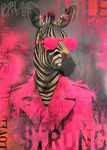 Das coole Zebra by Sabine Leise, Painting for Sale on Singulart