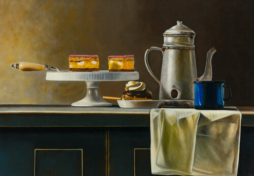 Coffee with Tom Pouce cake and cream puff Cornelis de Koning