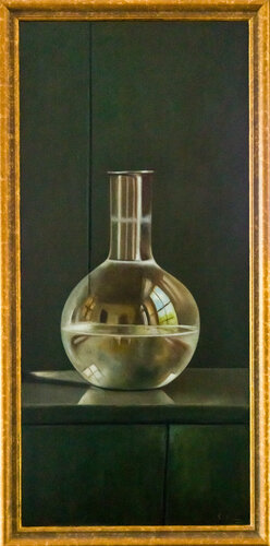 Belly bottle painted in greenish shades von Cornelis de Koning, Malerei kaufen auf Singulart