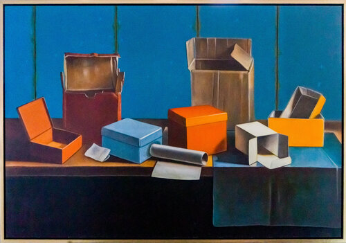 Still life with cardboard boxes Cornelis de Koning