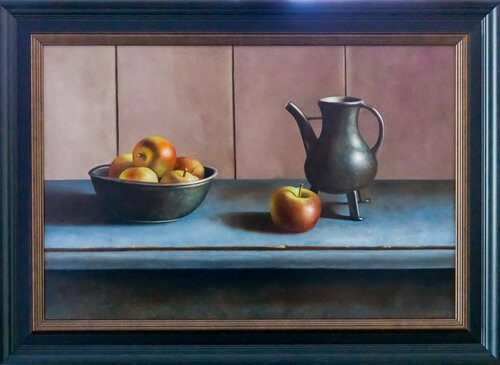Metal jug and basket with apples von Cornelis de Koning, Malerei kaufen auf Singulart