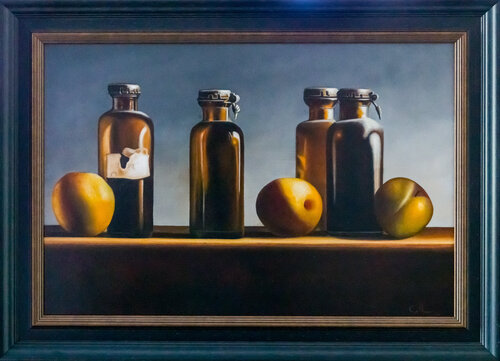 Bottles and plums von Cornelis de Koning, Malerei kaufen auf Singulart