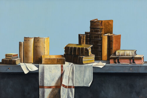 Still life with books di Cornelis de Koning, Pittura in vendita su Singulart