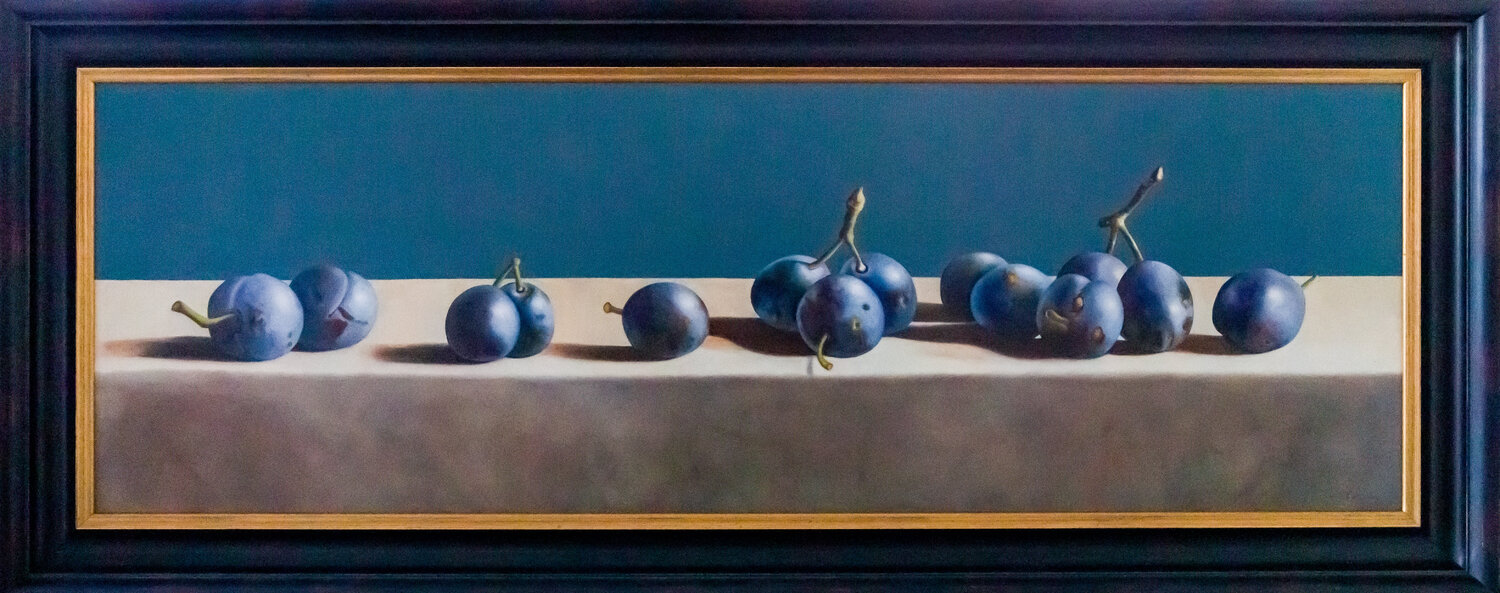 Still life with blue plums Cornelis de Koning