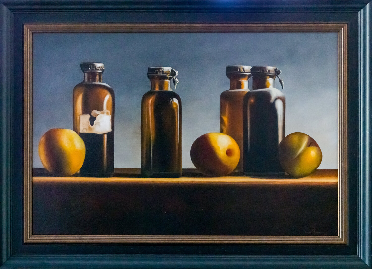 Bottles and plums Cornelis de Koning