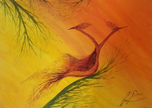 Doppel - Kranich par Christian Tschierske, Peinture en vente sur Singulart