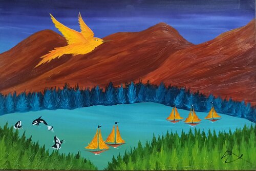 See in den Bergen par Christian Tschierske, Peinture en vente sur Singulart