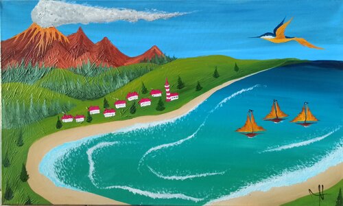 Vulkan - Landschaft von Christian Tschierske, Malerei kaufen auf Singulart