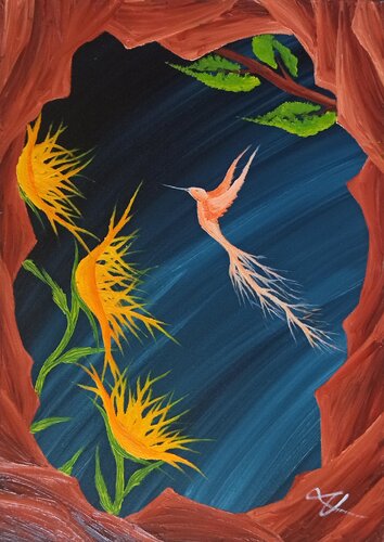 Fantasie - Kolibri 3 van Christian Tschierske, Schilderij te koop op Singulart