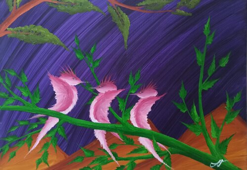 Drachen Vögel par Christian Tschierske, Peinture en vente sur Singulart